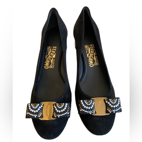 Salvatore Ferragamo Shoes - Salvatore Ferragamo Eva Suede Mosaic beaded pump Size 7